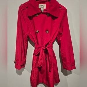 New, London Fog Women's Red Trench/Double Breasted Stunning Coat, Large